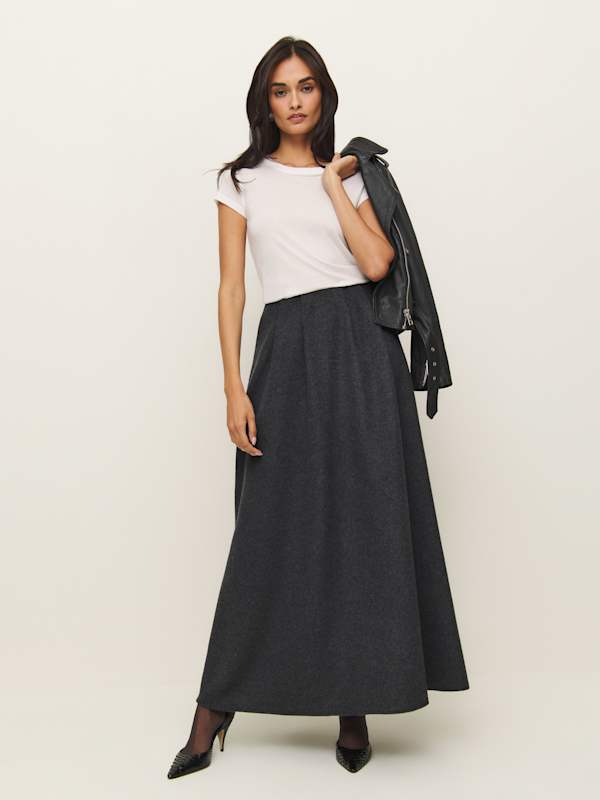 Lucy Skirt - Charcoal Wool